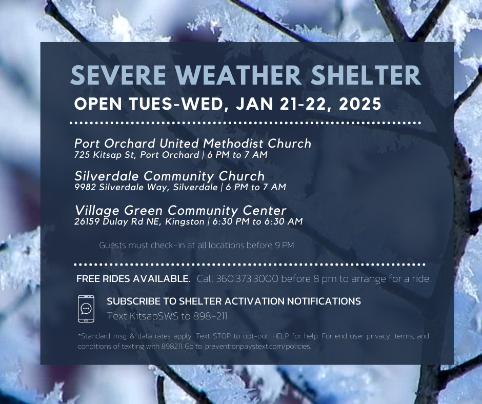 Severe Weather Shelters open January 21-22